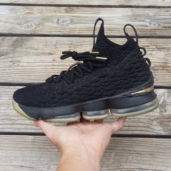 Men Nike LeBron James 15 Black Gold Basketball Shoes Sneakers main image 4